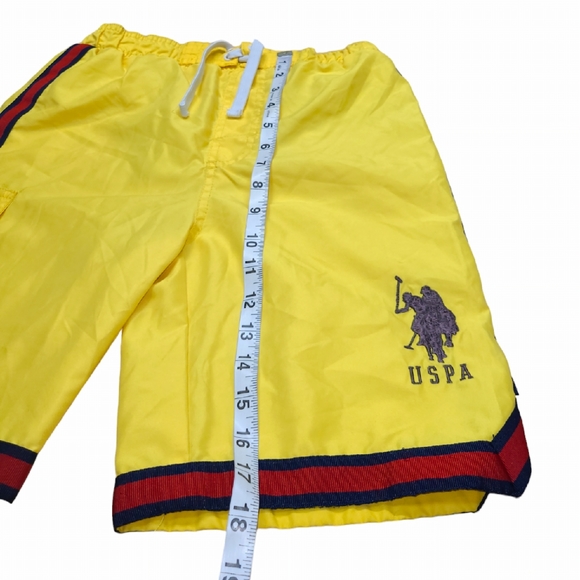 U.S. POLLO ASSN. SWIM SHORTS BOYS SIZE 10/12 YELLOW EMBROIDERED POCKETS & MESH - Picture 10 of 12